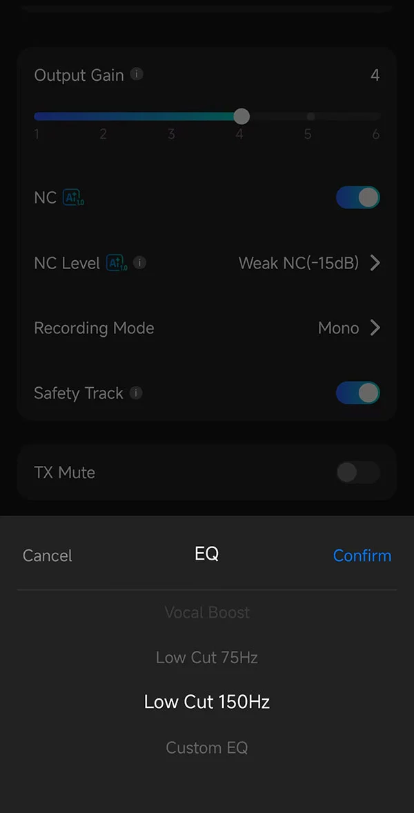 BOYA mini 2 low cut setting