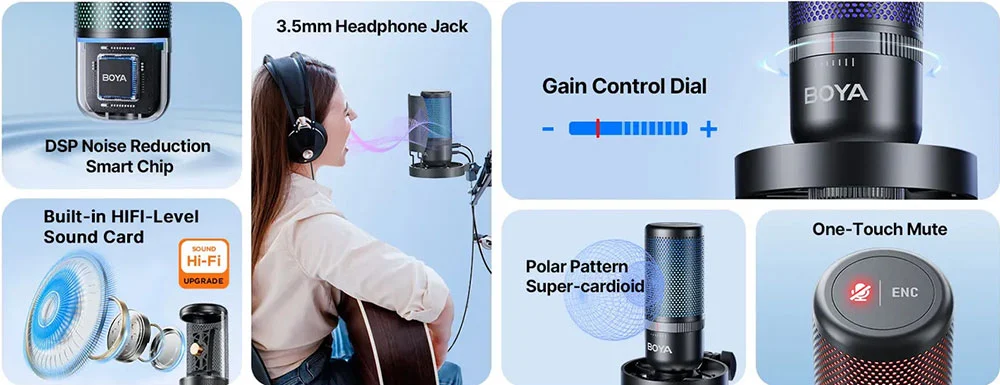 boya k usb mic key features